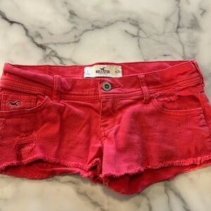 Hollister Women's Hot Pink Distressed Denim Cutoff Shorts